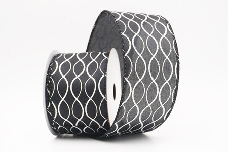 Zwart glitterend ogee-rasterdraadlint_KW0471GC-53-53